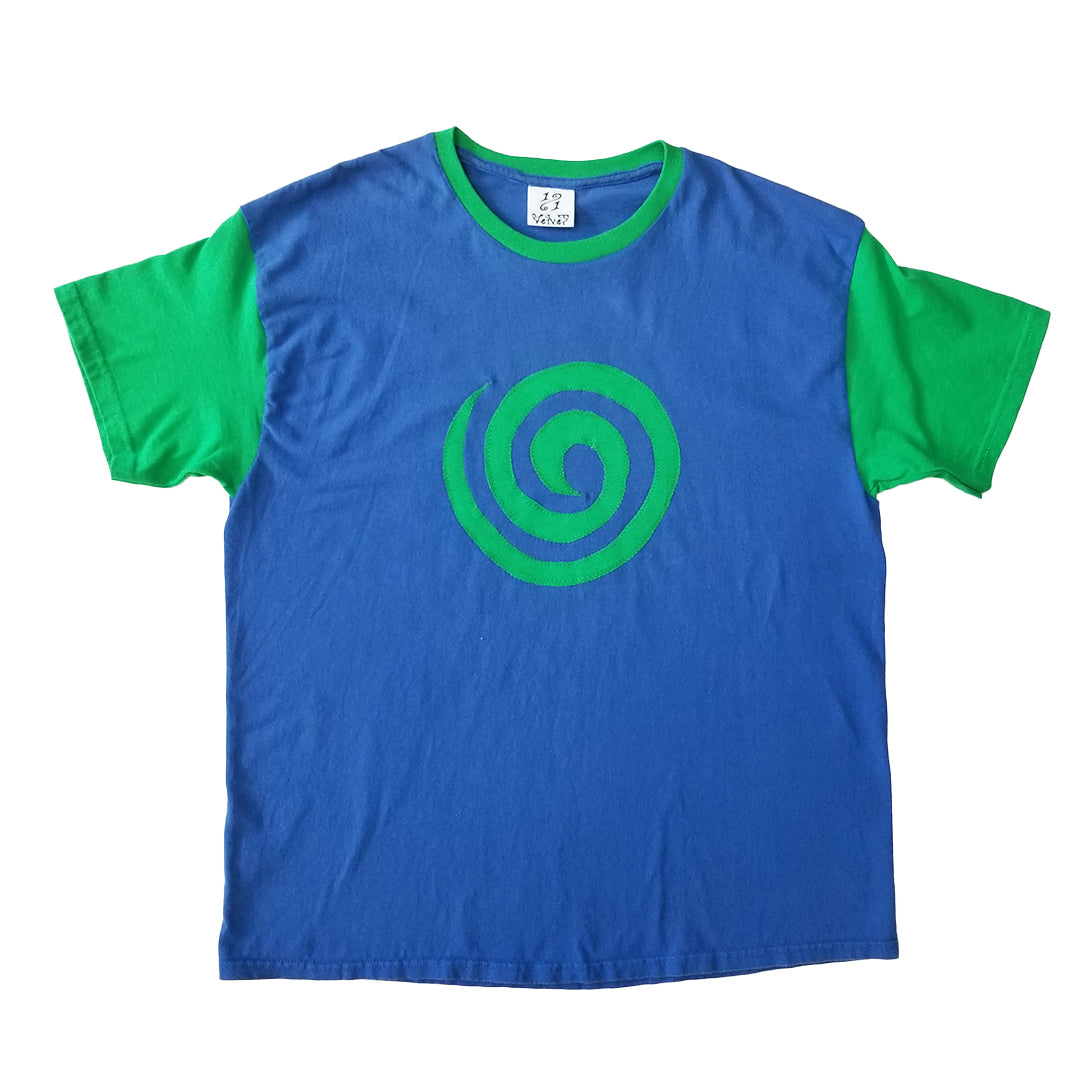 T-shirt spiral vert et bleu